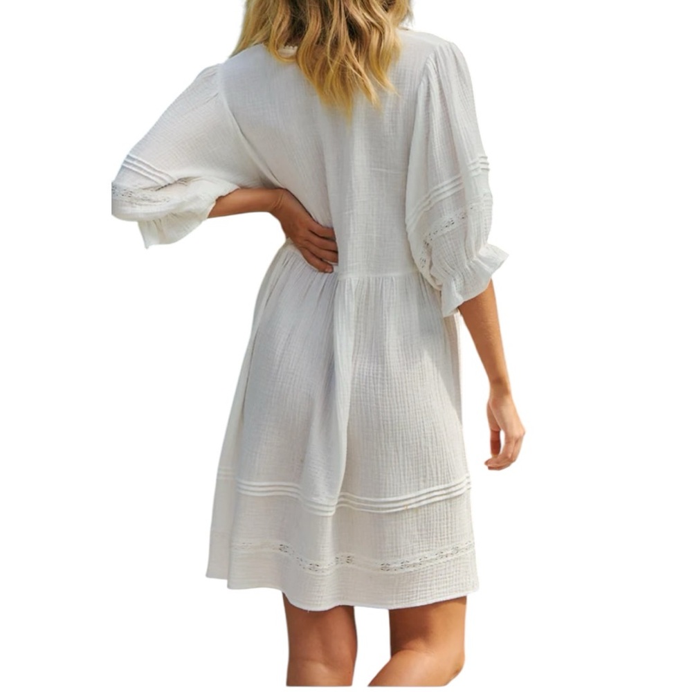 Jaase Women's White Quincy Jones Gauze Mini Dress Sz XS - Picture 2 of 9